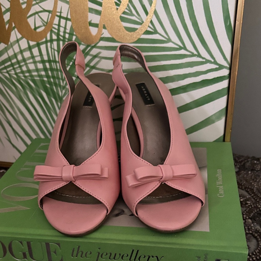 Nine West Pink Bow Slingback Heels - Picture 3 of 5